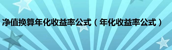 净值换算年化收益率公式（年化收益率公式）