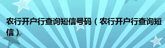 农行开户行查询短信号码（农行开户行查询短信）
