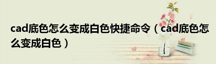 cad底色怎么变成白色快捷命令（cad底色怎么变成白色）