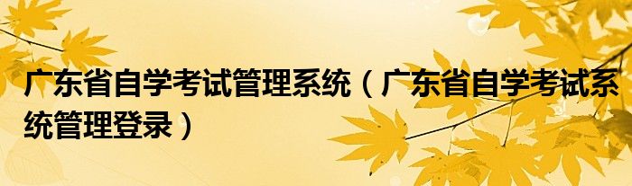 广东省自学考试管理系统（广东省自学考试系统管理登录）