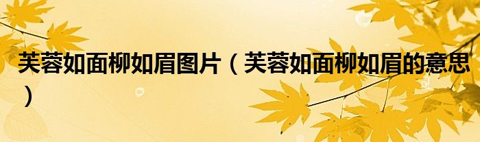 芙蓉如面柳如眉图片（芙蓉如面柳如眉的意思）