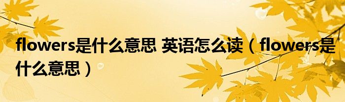 flowers是什么意思 英语怎么读（flowers是什么意思）