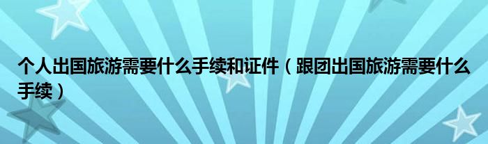 个人出国旅游需要什么手续和证件（跟团出国旅游需要什么手续）