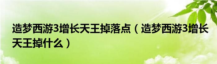 造梦西游3增长天王掉落点（造梦西游3增长天王掉什么）