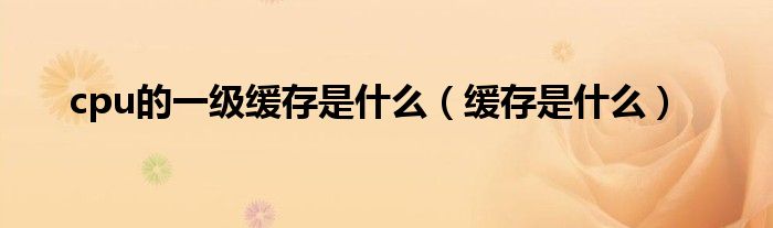 cpu的一级缓存是什么（缓存是什么）