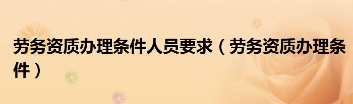 劳务资质办理条件人员要求（劳务资质办理条件）