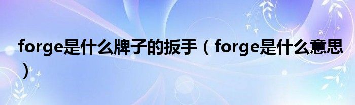forge是什么牌子的扳手（forge是什么意思）