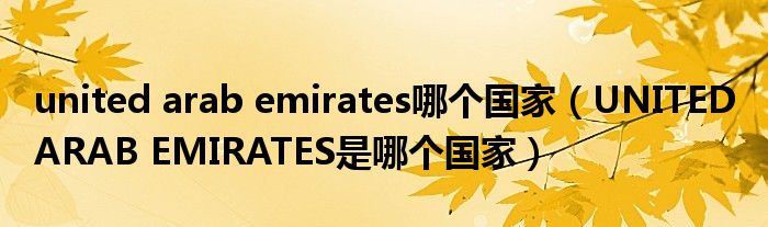 united arab emirates哪个国家（UNITED ARAB EMIRATES是哪个国家）