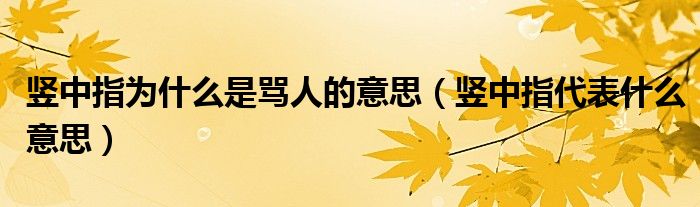 竖中指为什么是骂人的意思（竖中指代表什么意思）