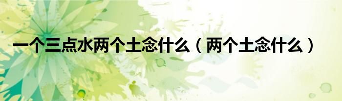 一个三点水两个土念什么（两个土念什么）
