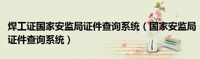 焊工证国家安监局证件查询系统（国家安监局证件查询系统）