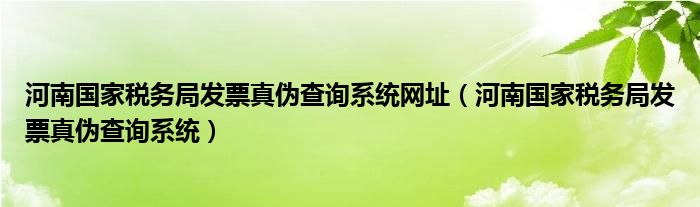 河南国家税务局发票真伪查询系统网址（河南国家税务局发票真伪查询系统）