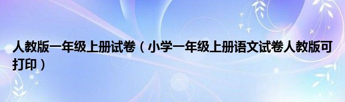 人教版一年级上册试卷（小学一年级上册语文试卷人教版可打印）