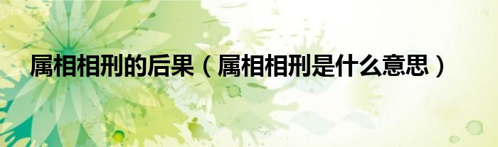属相相刑的后果（属相相刑是什么意思）