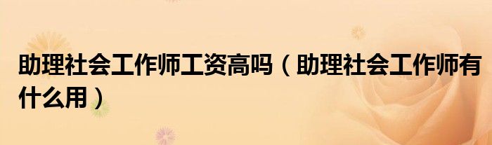 助理社会工作师工资高吗（助理社会工作师有什么用）