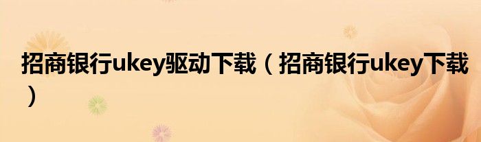 招商银行ukey驱动下载（招商银行ukey下载）