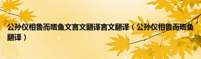 公孙仪相鲁而嗜鱼文言文翻译言文翻译（公孙仪相鲁而嗜鱼翻译）