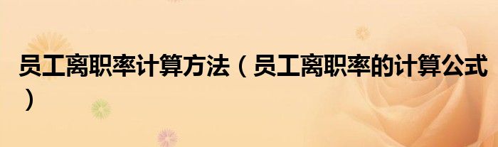 员工离职率计算方法（员工离职率的计算公式）