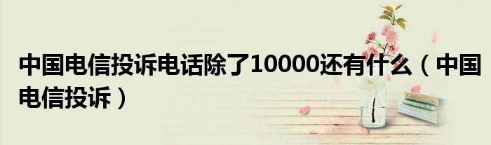 中国电信投诉电话除了10000还有什么（中国电信投诉）