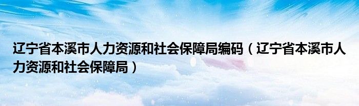 辽宁省本溪市人力资源和社会保障局编码（辽宁省本溪市人力资源和社会保障局）