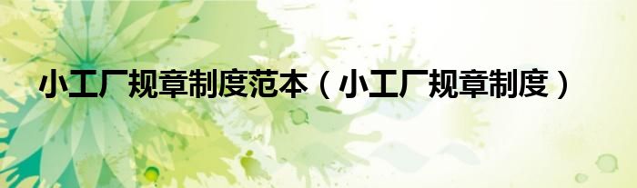 小工厂规章制度范本（小工厂规章制度）