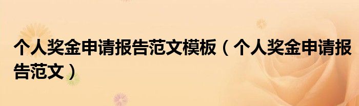 个人奖金申请报告范文模板（个人奖金申请报告范文）