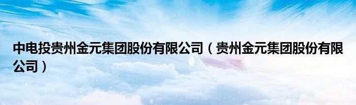 中电投贵州金元集团股份有限公司（贵州金元集团股份有限公司）
