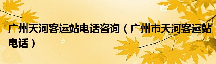 广州天河客运站电话咨询（广州市天河客运站电话）