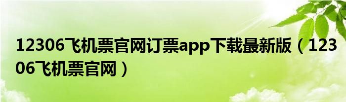12306飞机票官网订票app下载最新版（12306飞机票官网）