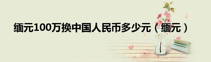 缅元100万换中国人民币多少元（缅元）