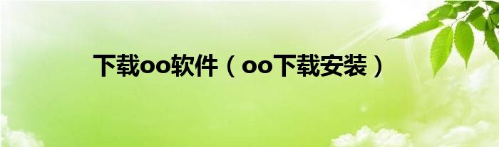 下载oo软件（oo下载安装）