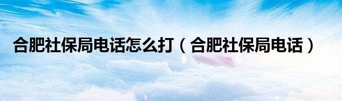 合肥社保局电话怎么打（合肥社保局电话）