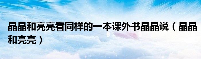 晶晶和亮亮看同样的一本课外书晶晶说（晶晶和亮亮）