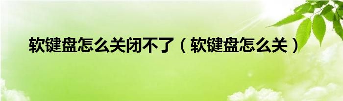 软键盘怎么关闭不了（软键盘怎么关）
