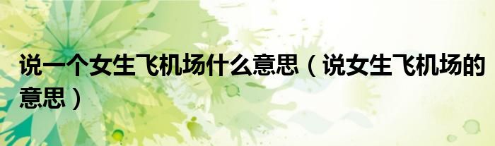 说一个女生飞机场什么意思（说女生飞机场的意思）