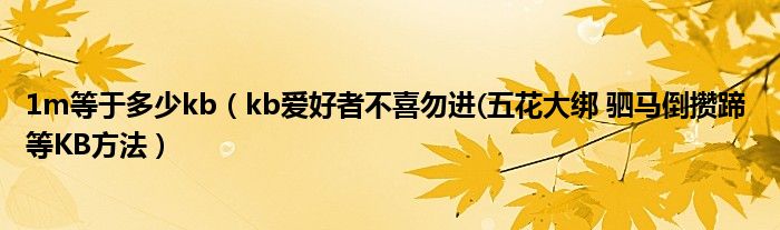 1m等于多少kb（kb爱好者不喜勿进(五花大绑 驷马倒攒蹄 等KB方法）