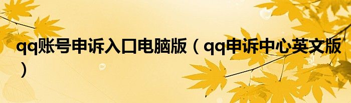 qq账号申诉入口电脑版（qq申诉中心英文版）