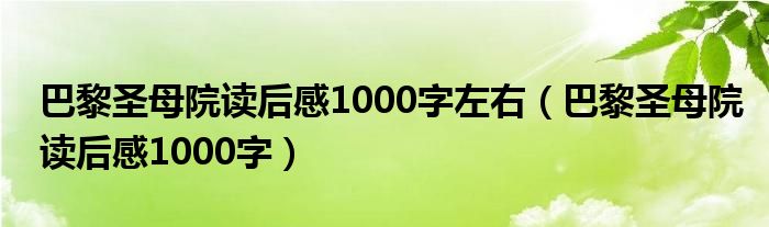 巴黎圣母院读后感1000字左右（巴黎圣母院读后感1000字）