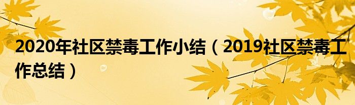 2020年社区禁毒工作小结（2019社区禁毒工作总结）