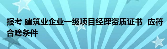 报考 建筑业企业一级项目经理资质证书  应符合啥条件