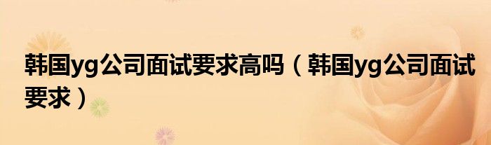 韩国yg公司面试要求高吗（韩国yg公司面试要求）