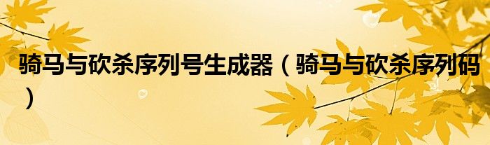 骑马与砍杀序列号生成器（骑马与砍杀序列码）