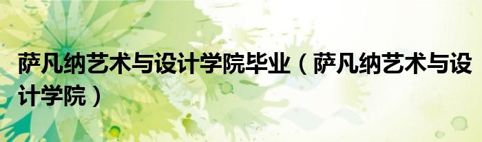 萨凡纳艺术与设计学院毕业（萨凡纳艺术与设计学院）