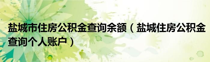 盐城市住房公积金查询余额（盐城住房公积金查询个人账户）