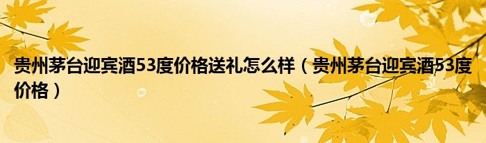 贵州茅台迎宾酒53度价格送礼怎么样（贵州茅台迎宾酒53度价格）