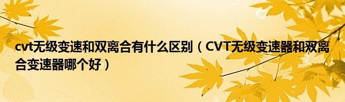 cvt无级变速和双离合有什么区别（CVT无级变速器和双离合变速器哪个好）