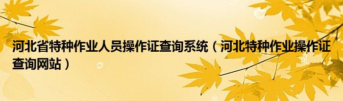 河北省特种作业人员操作证查询系统（河北特种作业操作证查询网站）