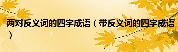 两对反义词的四字成语（带反义词的四字成语）