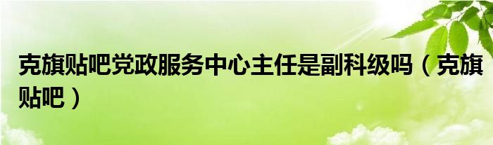 克旗贴吧党政服务中心主任是副科级吗（克旗贴吧）