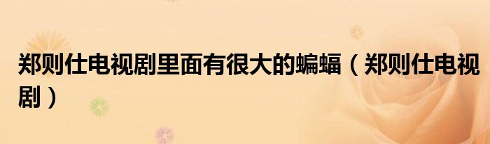 郑则仕电视剧里面有很大的蝙蝠（郑则仕电视剧）